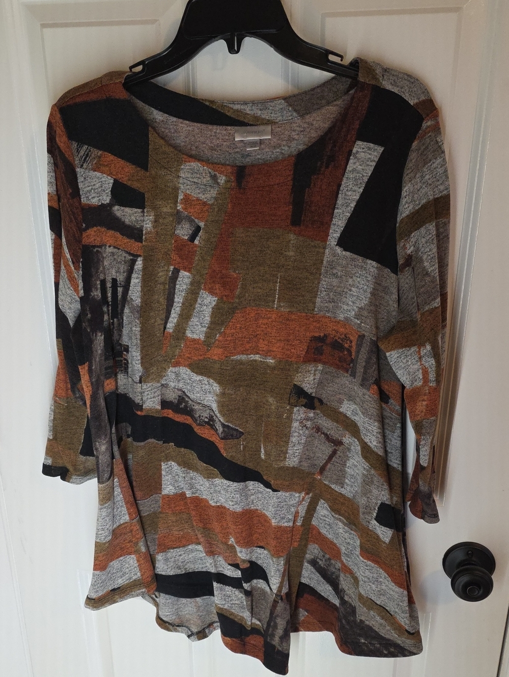 Avenue Abstract Geo Swing Tunic in Brown, Rust & Black